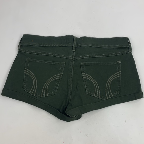 Hollister Short Short Low Rise shorts Size 11/30 stretch Dark green rolled hem - Picture 2 of 10